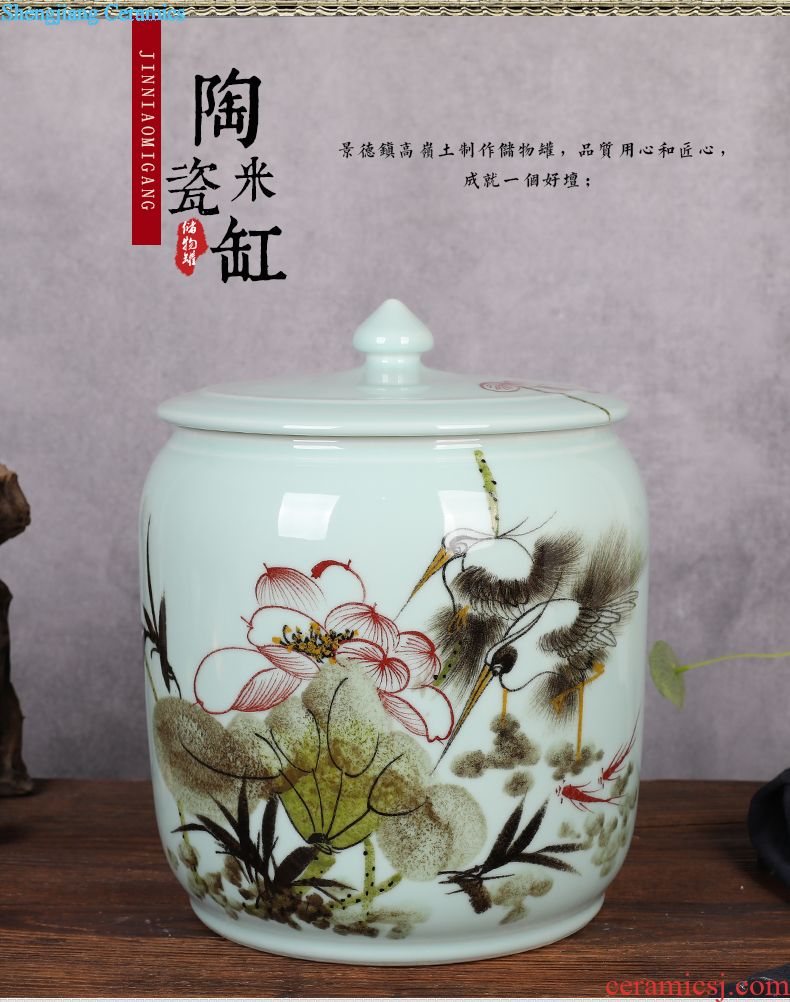 Jingdezhen ceramic aquarium Aquarium goldfish tropical fish turtle cylinder Ceramic tank birdbath A tank that occupy the home