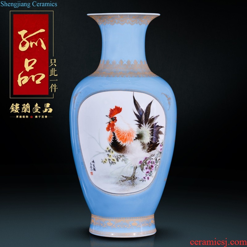 Jingdezhen ceramics imitation qing qianlong pastel ears vase of poetry and dried flower vase home sitting room adornment is placed