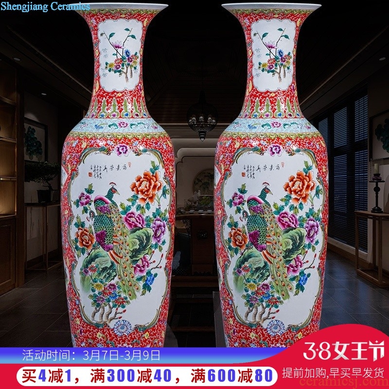 Jingdezhen ceramic masters hand draw large vases, furnishing articles now rising household decoration for the opening of blue and white porcelain gifts