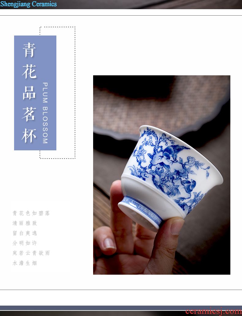 Jingdezhen ceramic hand-drawn characters under glaze blue and white enamel teapot all hand the "single pot teapot kung fu