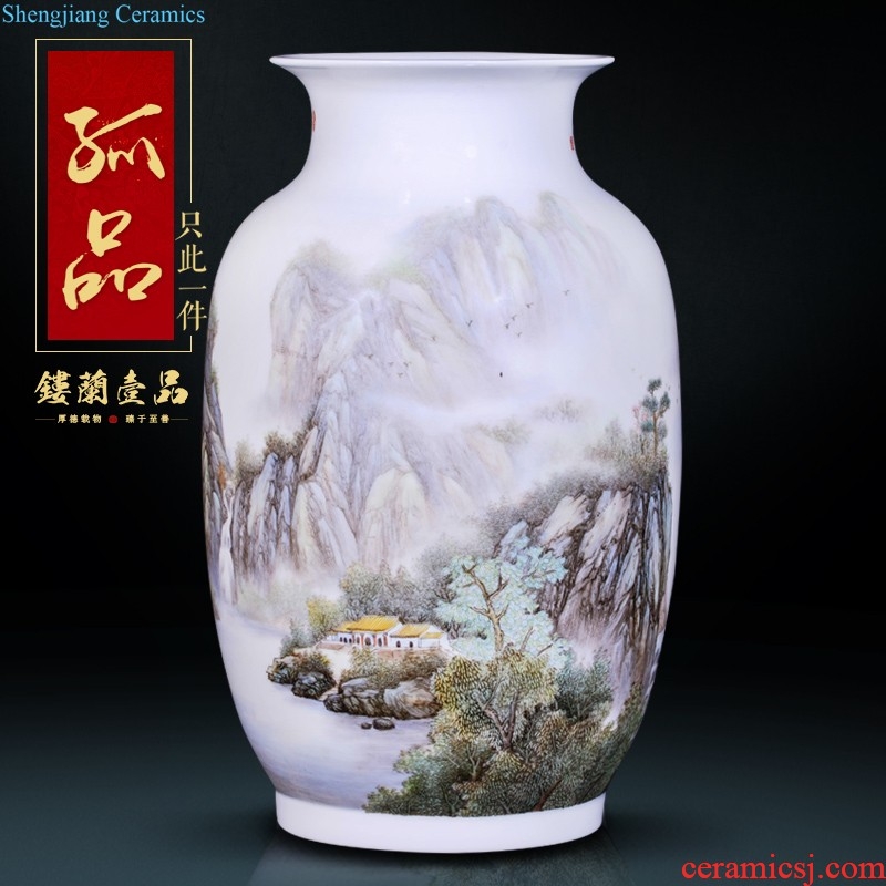 Jingdezhen ceramics hand-painted powder enamel decoration cylinder cornucopia of new Chinese style household furnishing articles sitting room collection