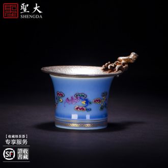 Holy big cup sample tea cup hand-painted ceramic kungfu pastel lad spring square cup all hand of jingdezhen tea service