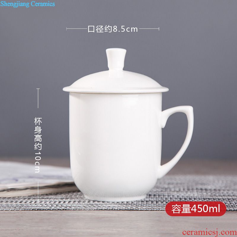 Jingdezhen ceramic cup with cover bone China large ceramic cups water glass cup gift cup custom office meeting