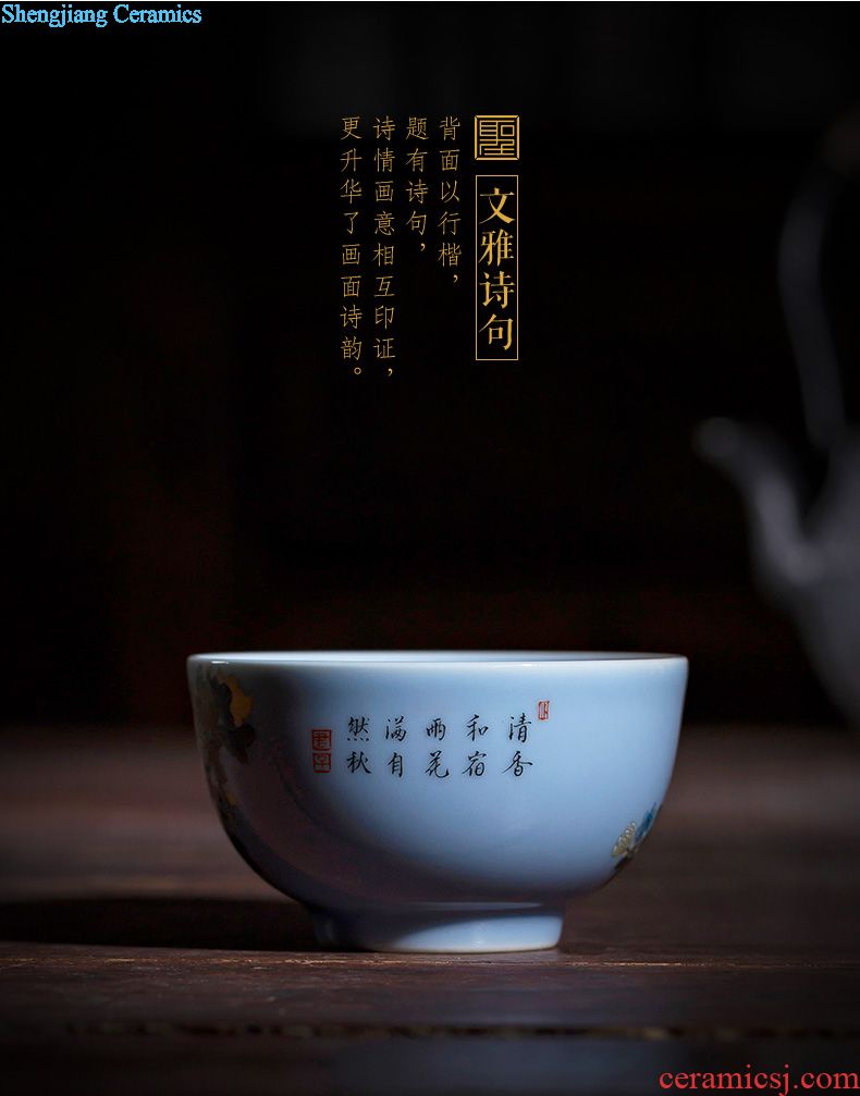 Santa teacups hand-painted porcelain ceramic kungfu drinks the eight immortals in the cup sample tea cup pure manual of jingdezhen tea service master