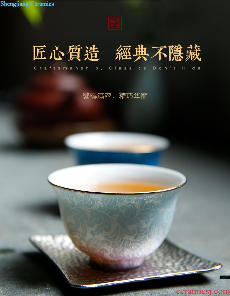 The three regular crack cup a pot of two cup Jingdezhen one person a cup of tea set household travel tea set