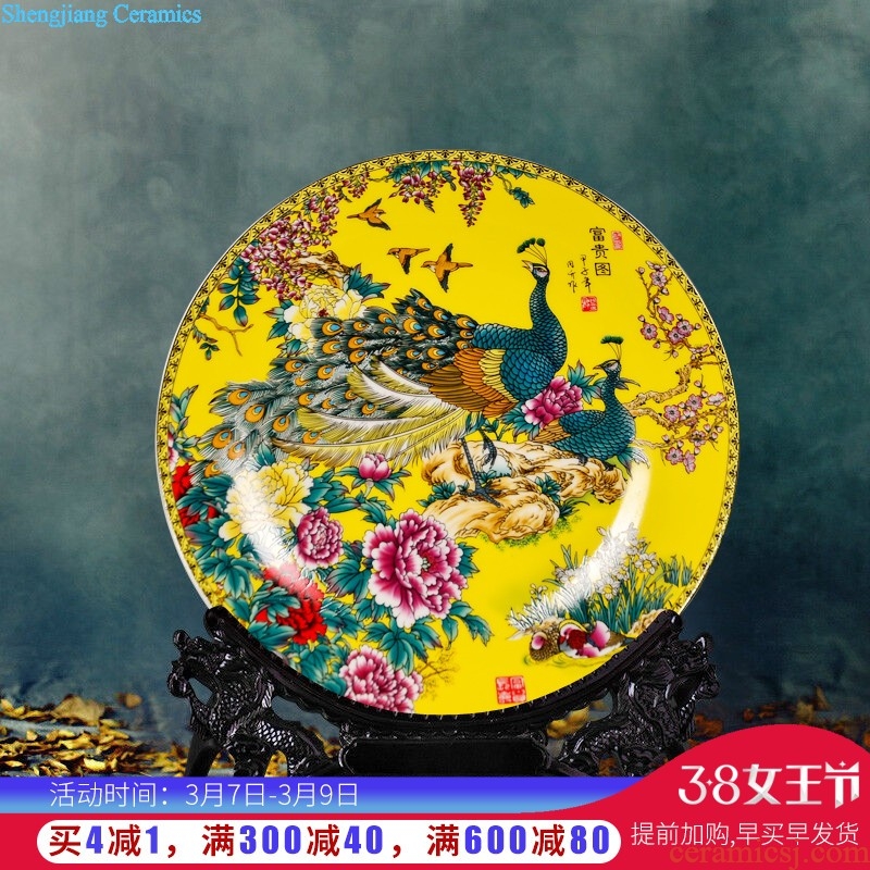 Jingdezhen ceramic powder enamel hand-painted landing big vase full sitting room adornment is placed and calligraphy calligraphy and painting cylinder cylinder