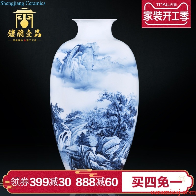 Jingdezhen ceramics imitation qing qianlong pastel auspicious ears big vase sitting room home decoration collection furnishing articles