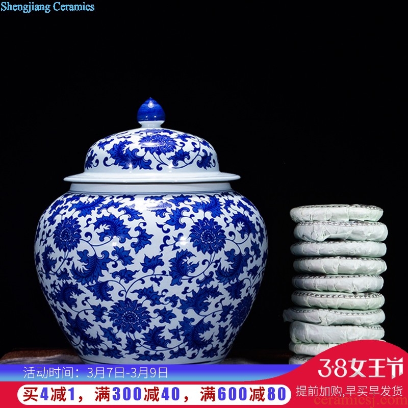 Jingdezhen ceramic hand-painted tank sitting room place the calligraphy and painting cylinder large fish bowl goldfish bowl lotus flower pot FCG