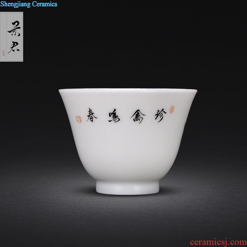 Jingdezhen hand-painted alum red color sample tea cup JingJun live long and prosper ceramic cups small master cup single cup