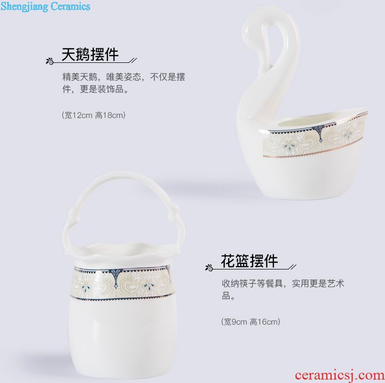 Jingdezhen blue and white porcelain glair bone porcelain tableware Chinese style of eating food dishes to eat bowl high-grade dishes suit household