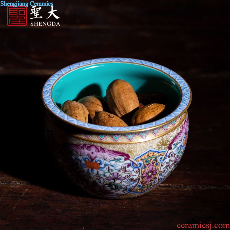 Holy big ceramic tea pot hand-painted pastel green wanli storage POTS of tea caddy warehouse fittings of jingdezhen tea service