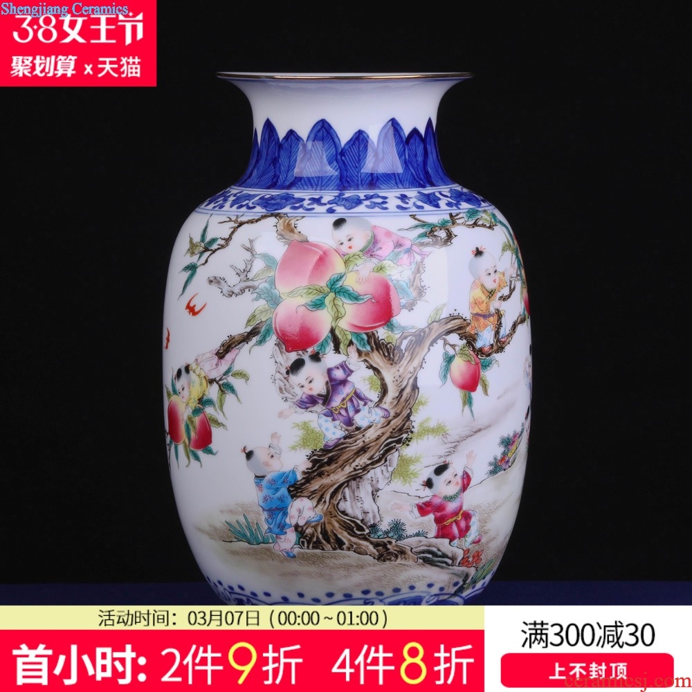 Jingdezhen ceramics hand-painted scenery mei bottle vases, flower arranging Chinese style household crafts living room TV cabinet furnishing articles