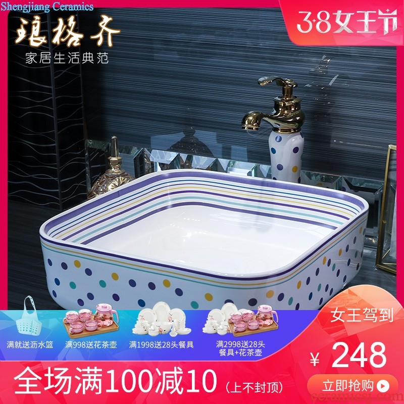 On the ceramic square sink basin of Chinese style lavatory toilet stage basin household art basin lotus basin