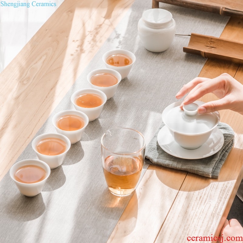 Ceramic tea set suit household contracted and contemporary Chinese tea, kungfu tea sets tea cup gift cups