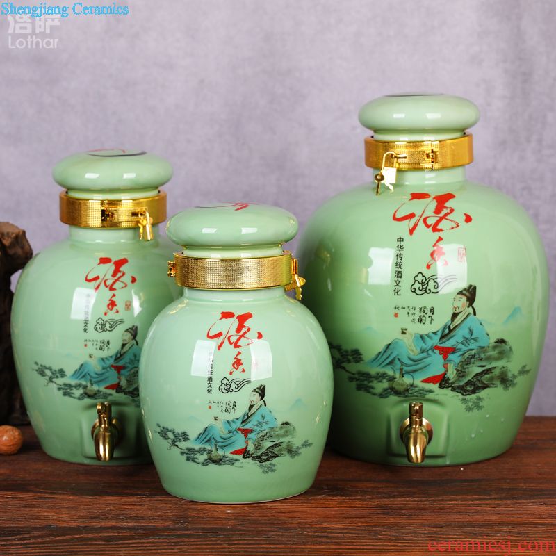 Jingdezhen ceramic barrel storage tank tea cake oil cylinder tank 20 jins of 50 kg of flour ricer box moistureproof bacon cylinder altar