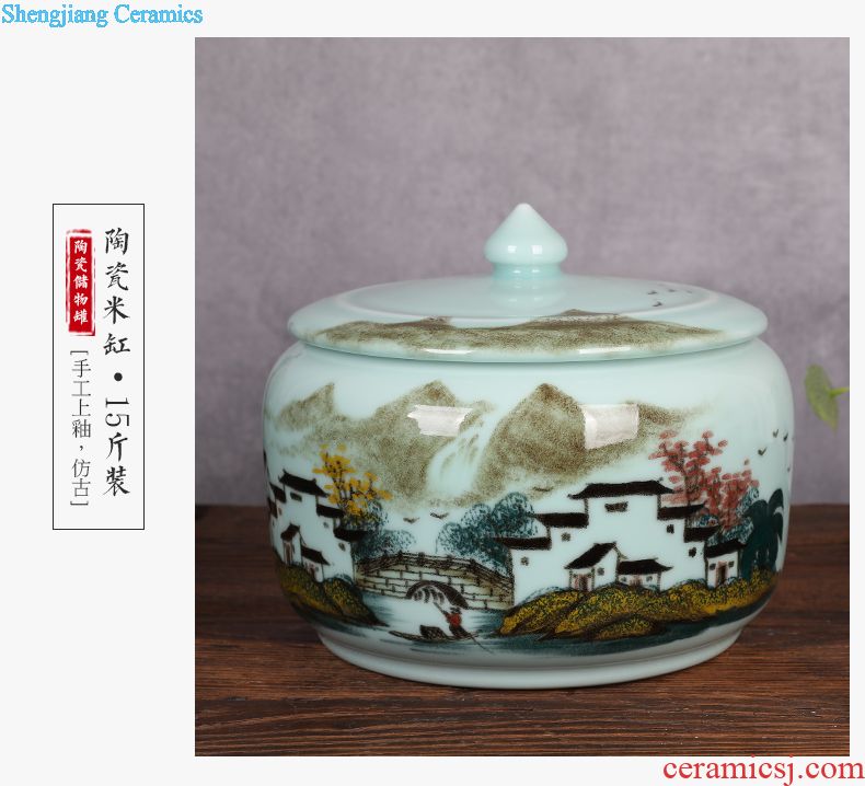 Jingdezhen ceramic aquarium Aquarium goldfish tropical fish turtle cylinder Ceramic tank birdbath A tank that occupy the home