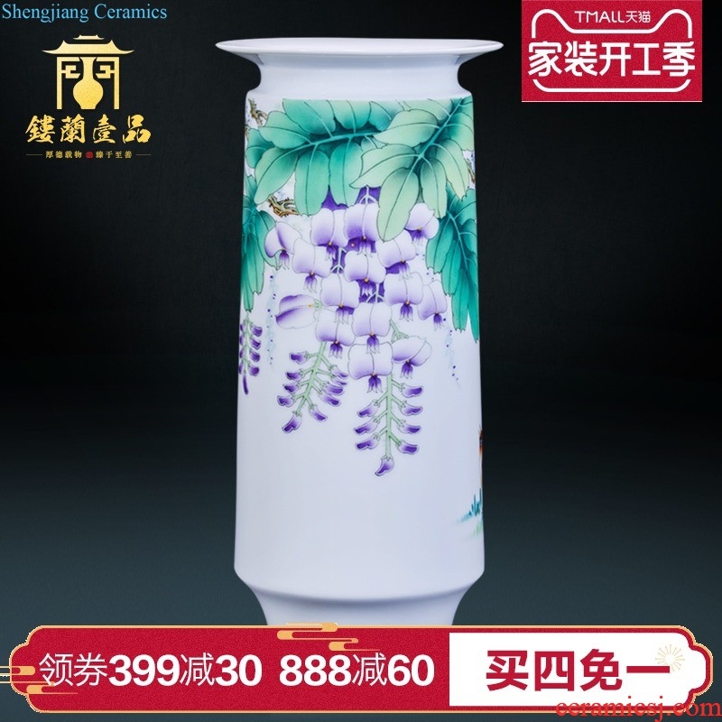 New Chinese style hand-painted kiln jingdezhen ceramics flower arranging big vase Chinese style living room home decoration collection furnishing articles