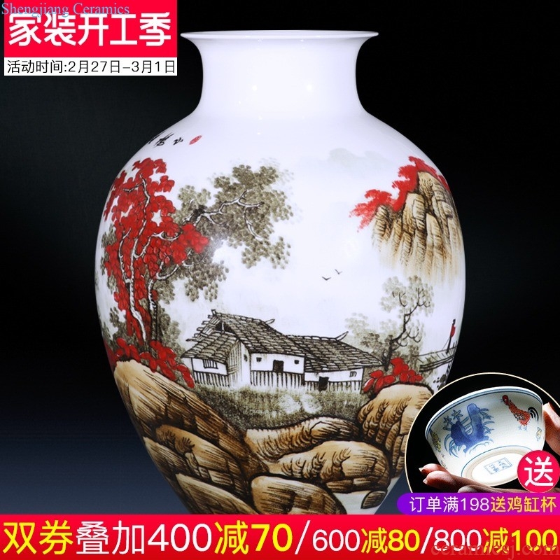 Jingdezhen ceramic furnishing articles hand-painted youligong in extremely good fortune general blue and white porcelain jar of large Chinese modern decoration