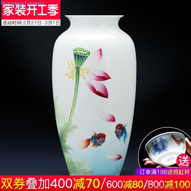 Jingdezhen ceramics vase hand-painted large gulp of new Chinese style household adornment porcelain vases, flower arranging furnishing articles