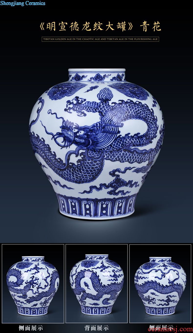 Jingdezhen ceramics hand-painted large vases, flower arrangement sitting room of Chinese style household adornment TV ark rich ancient frame furnishing articles