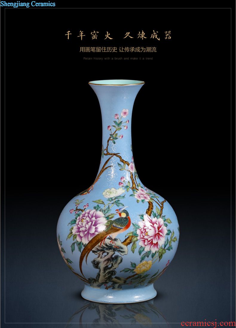 Jingdezhen ceramics furnishing articles hand-painted kam tong wealth vase sitting room porch decoration of Chinese style household decoration