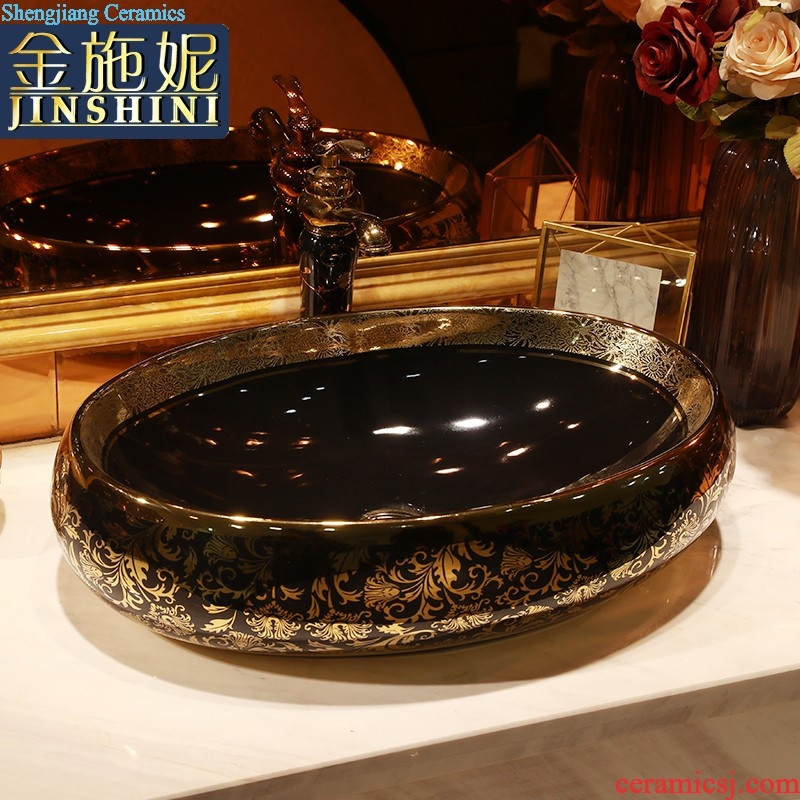 European style bathroom ceramic art basin washing a face blue square creative art stage basin sink new Chinese style