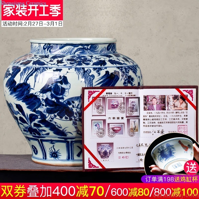 Jingdezhen ceramic vase furnishing articles by hand-painted sabingga sukdun dergici jimbi vases, flower arranging the modern Chinese style living room decorations