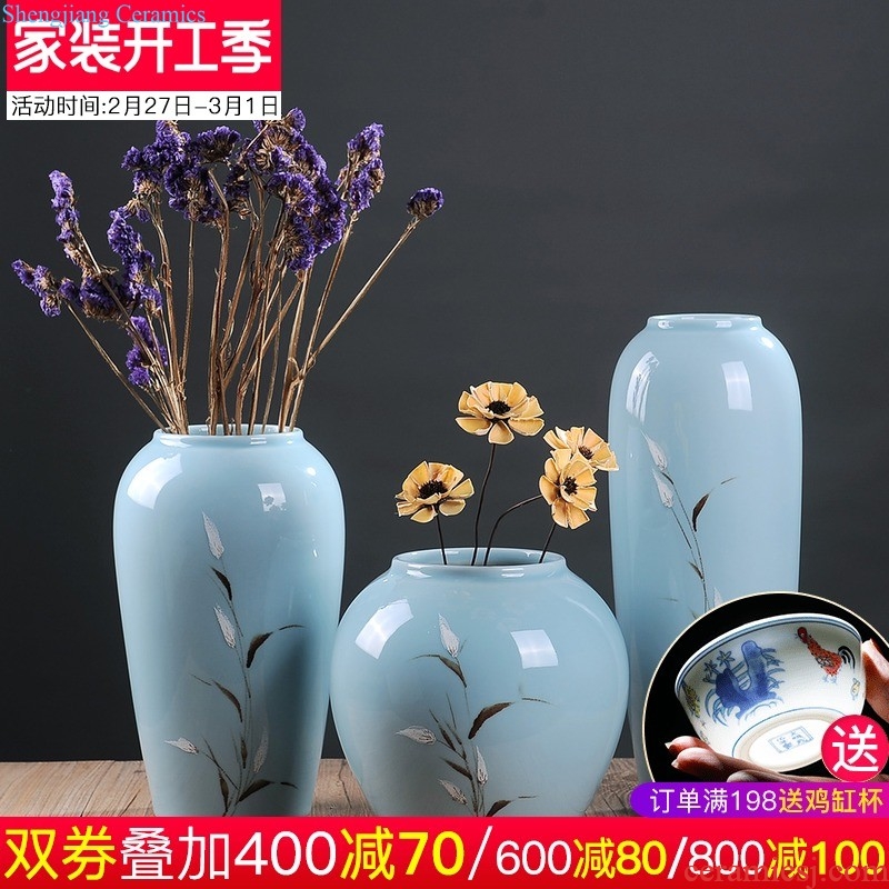 Jingdezhen ceramics vase furnishing articles flower arranging new Chinese style household sitting room ark hand-painted porcelain decoration process