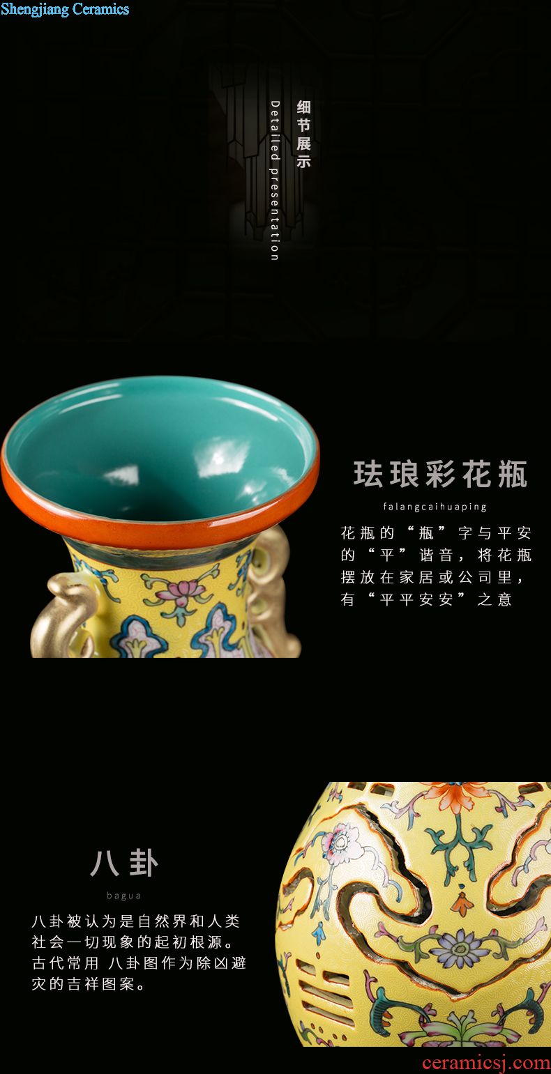 Jingdezhen ceramic pea green glaze hand-painted butterfly vase decoration furnishing articles new Chinese style household porcelain decoration in the sitting room