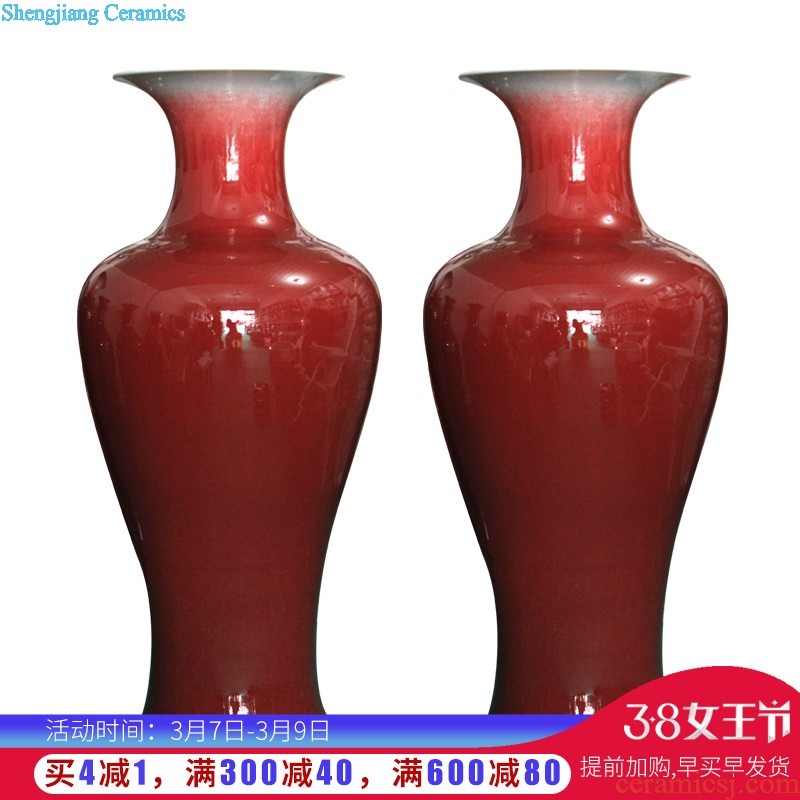 E012 jingdezhen ceramics lad peach ground vase archaize sitting room adornment of Chinese style household furnishing articles