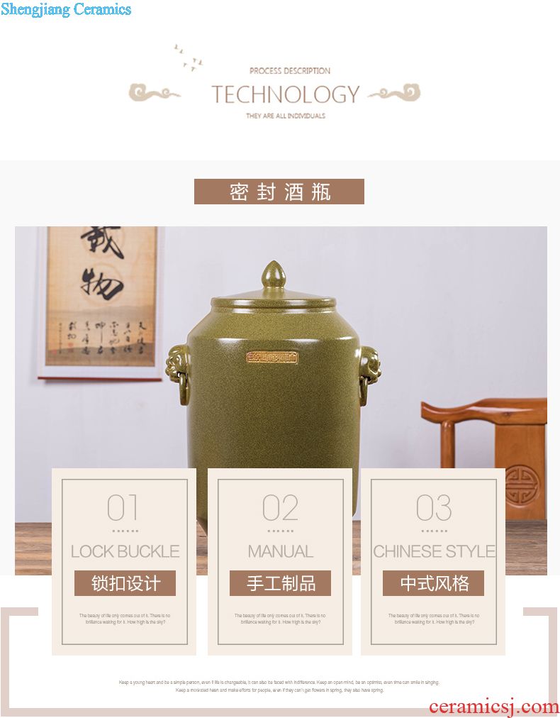 Household adornment archaize ceramic seal wine jar it 30 jin liquor 10 jins 20 jins with copper tap bubble wine