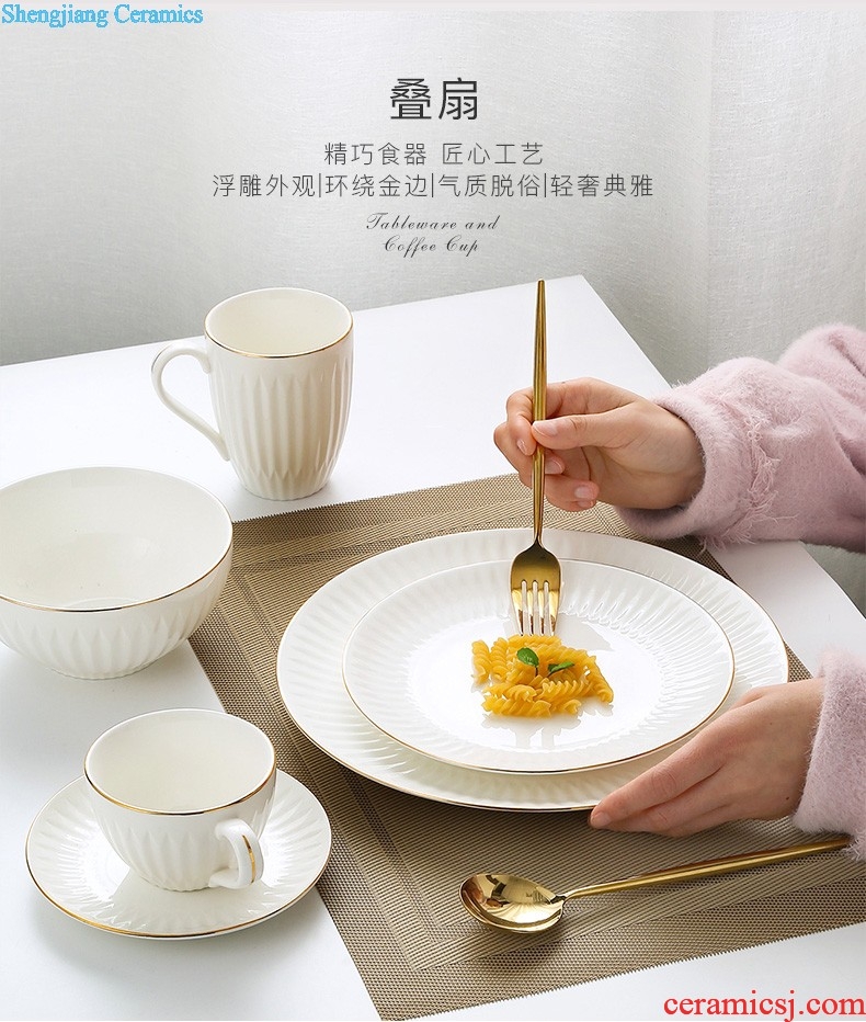 Japanese hand-painted under glaze color porcelain tableware suit household dish dish dish to eat bowl personality web celebrity creative dishes