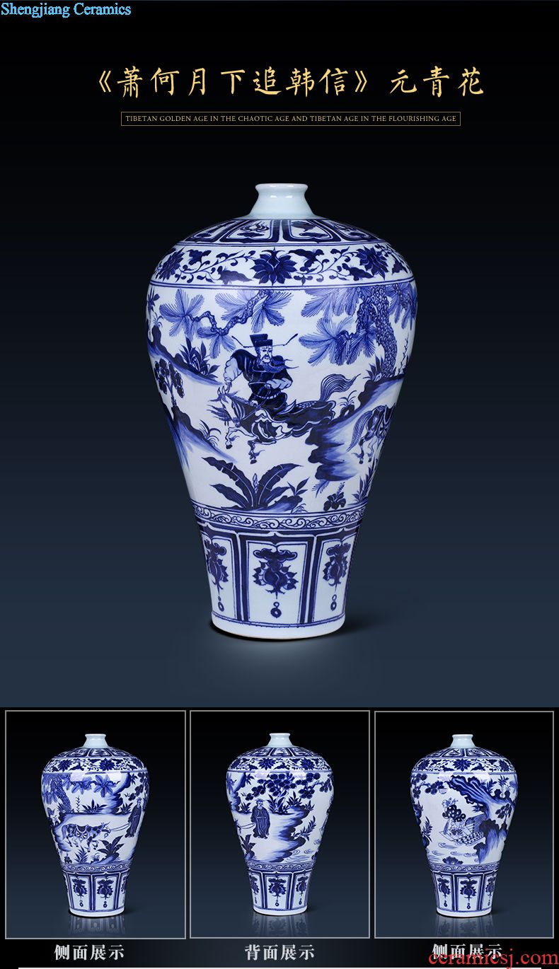 Jingdezhen ceramics hand-painted large vases, flower arrangement sitting room of Chinese style household adornment TV ark rich ancient frame furnishing articles