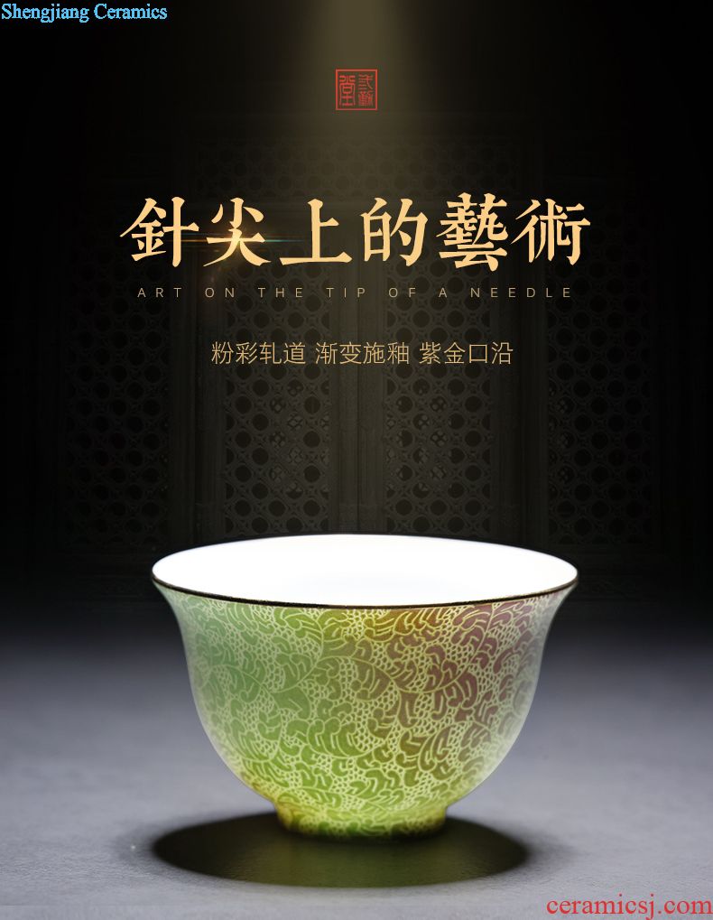Three frequently hall kung fu tea sample tea cup jingdezhen ceramic tea set manual hand-painted master cup single cup S42001