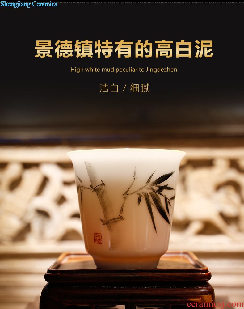Three frequently kung fu tea tea set home Master of jingdezhen ceramic sample tea cup cup single cup hand-painted strength bamboo cups