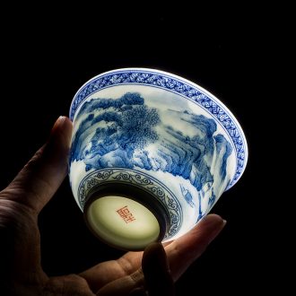 Santa teacups hand-painted ceramic kungfu pastel ferro longevity lamp cup sample tea cup pure manual of jingdezhen tea service master