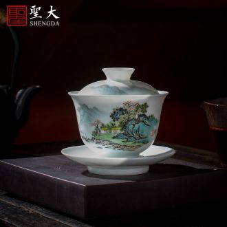 Holy big ceramic tea pot flowers yellow colored enamel to tie up branches medallion grain storehouse tea into the butterfly of jingdezhen tea service