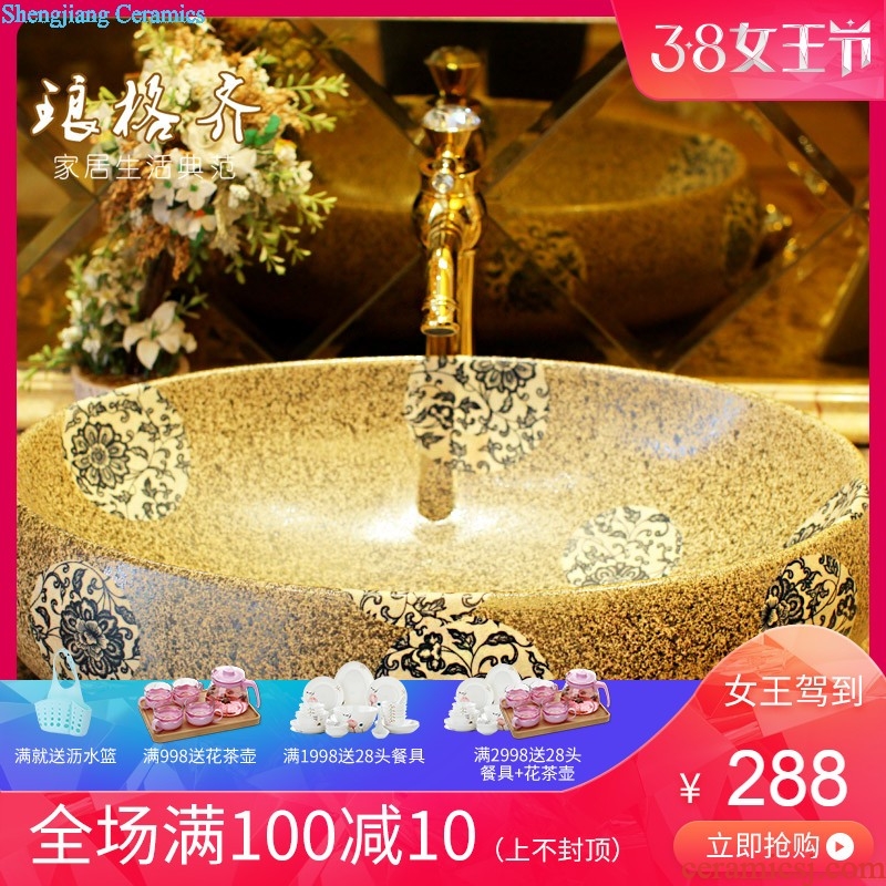 The package mail on bonsai, ceramic lavabo that defend bath lavatory basin art basin season blue gold rattan feather