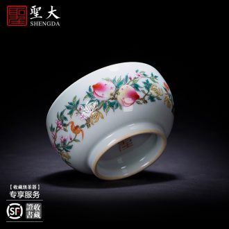 Holy big blue treasure inside teacups hand-painted ceramic kung fu phase colored enamel butterfly lie fa cup manual of jingdezhen tea service