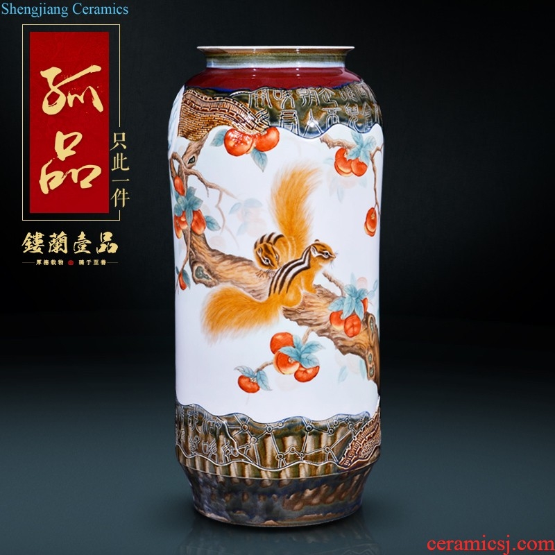 Jingdezhen ceramic hand-painted vases furnishing articles flower arrangement Auspicious and Chinese style living room TV cabinet decoration decoration