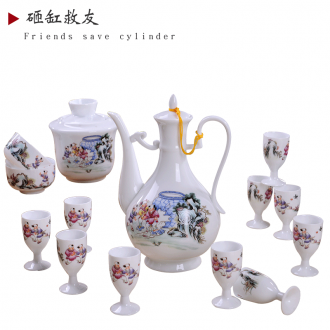 Jingdezhen ceramic household archaize earthenware bubble wine wine jar it 10 jins 20 jins hip flask bottles with tap