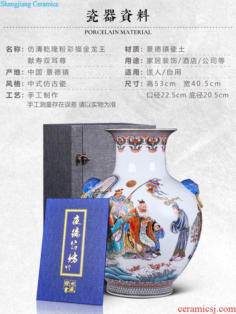 Jingdezhen ceramics furnishing articles hand-painted five blessings vases, flower arrangement sitting room adornment of Chinese style household decoration
