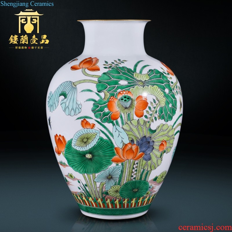 Jingdezhen blue and white ears flower arranging big ceramics imitation qing qianlong vase new Chinese style household adornment furnishing articles sitting room