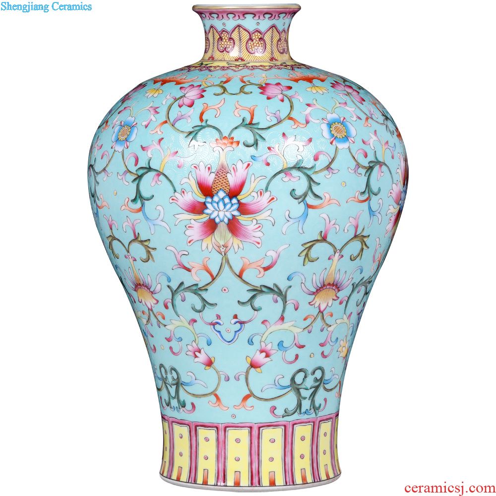 Jingdezhen ceramics imitation qing qianlong bucket colors branch pattern mei bottles of home sitting room TV ark adornment furnishing articles