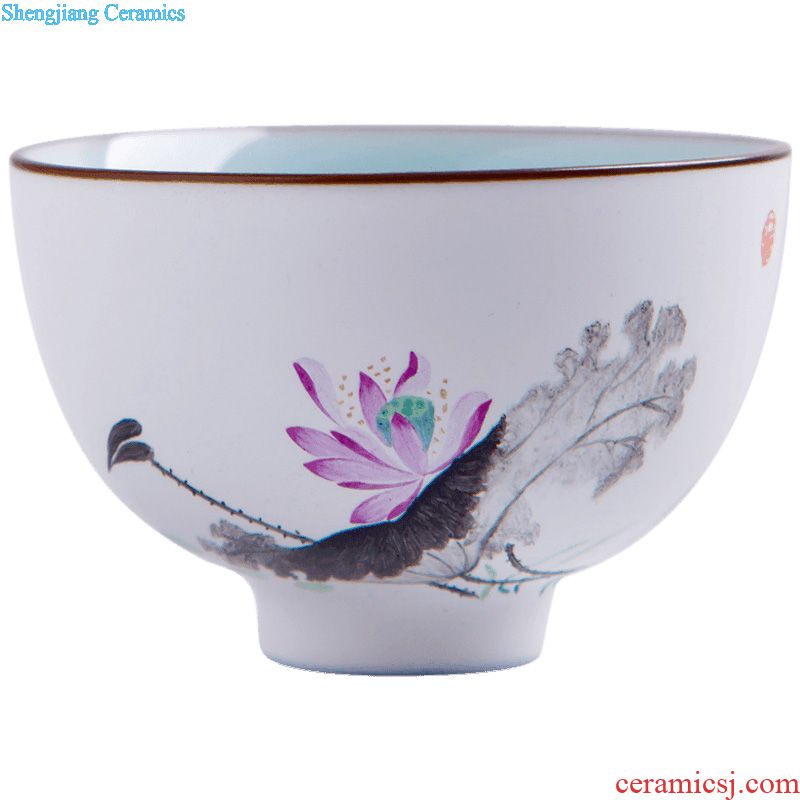 A clearance rule Ceramic kung fu tea colored enamel flower medallion around branches of flowers and birds teapot of jingdezhen tea service