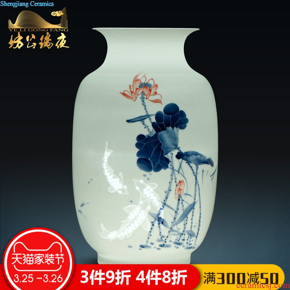 Jingdezhen ceramics vase furnishing articles flower arranging bamboo cool breeze sitting room adornment furnishing articles of new Chinese style household