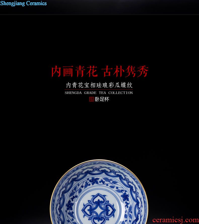 Santa teacups hand-painted ceramic kungfu pastel lanqiu chrysanthemum figure sample tea cup cup all hand of jingdezhen tea service master