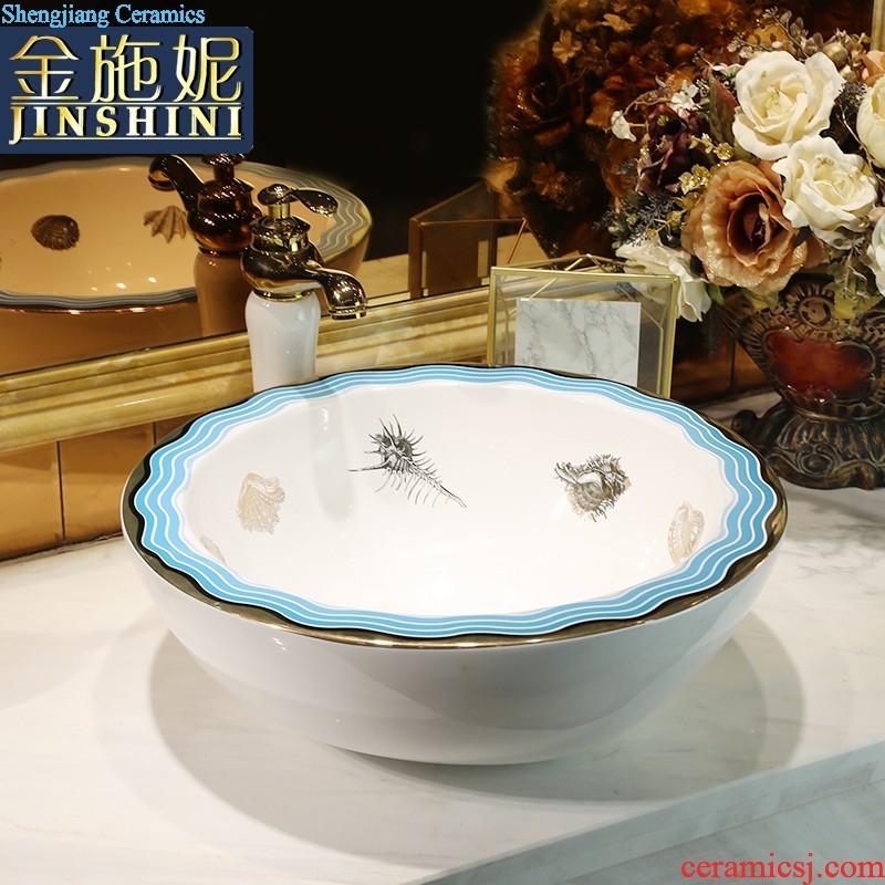 Art stage basin sink ceramic toilet lavatory ink elliptical wash gargle basin household balcony