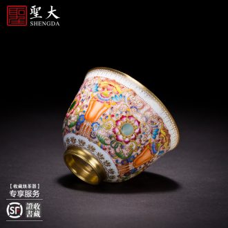 Holy big ceramic kung fu tea master cup hand-painted pastel poetic landscape six-party cup jingdezhen tea sample tea cup