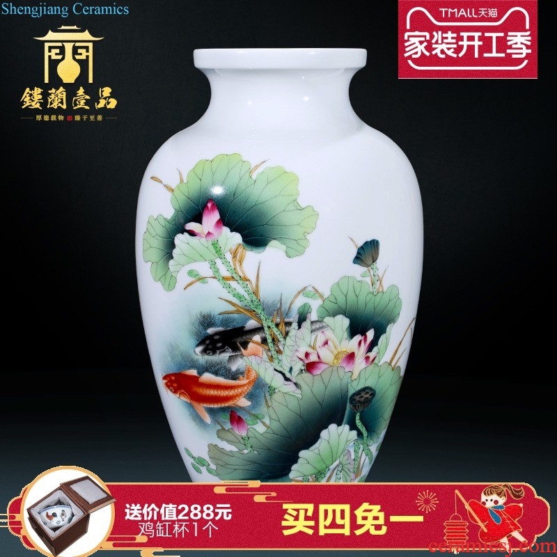 Jingdezhen ceramics hand-painted blue and white landscape landing place of vases, Chinese style living room decorations for the opening of marriage